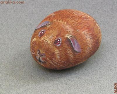 Hand painted rock ( stone) Guinea pig